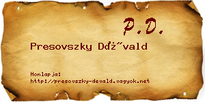 Presovszky Dévald névjegykártya